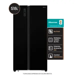 Heladera HISENSE side by side negra